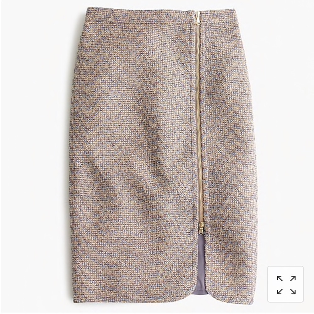 J. Crew zip front pencil skirt in tweed